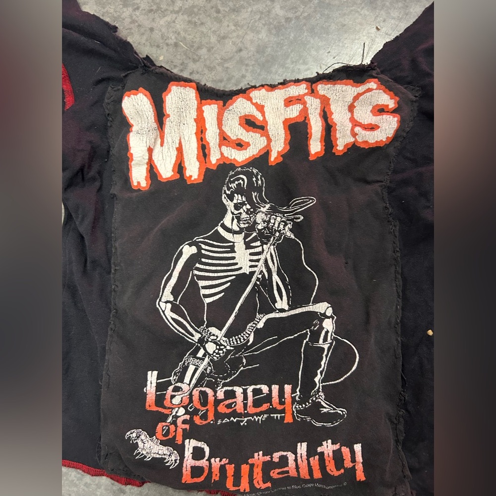 Vintage diy misfits patch stocking top arm suspender med large punk 90s goth - Picture 2 of 3